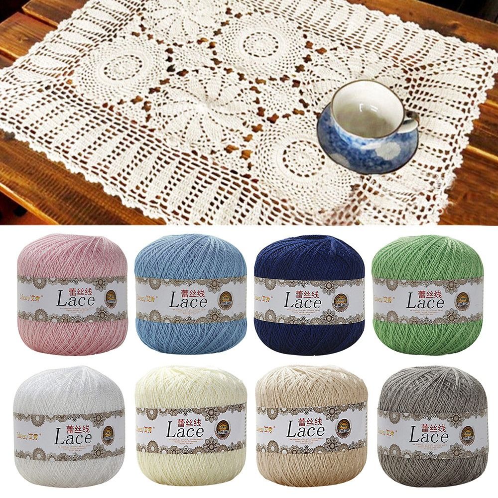 Embroidery Thread Yarn - 50 г/шар, мягкая хлопчатобумажная кружевная пряжа,