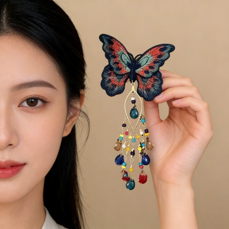 Embroidery Glass Beads - Новые заколки для волос в китайском