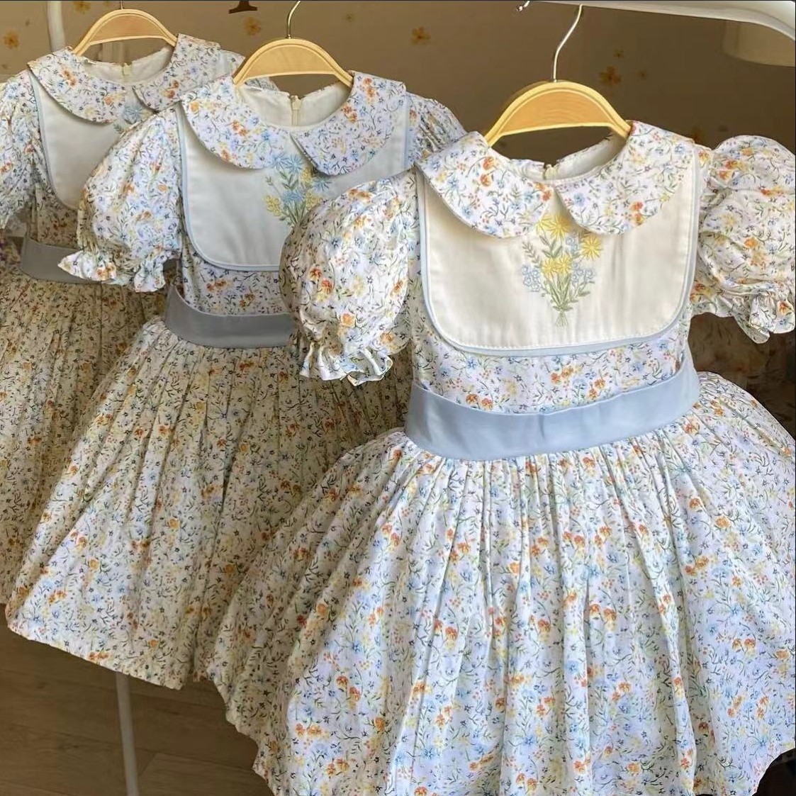 Embroidery Yellow Flower - Летнее платье принцессы с цветочной вышивкой