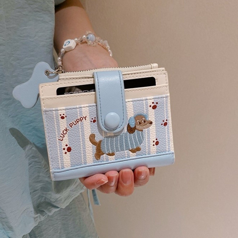 Embroidery Wallet - Корейский стиль, такса, вышивка, короткий кошелек,