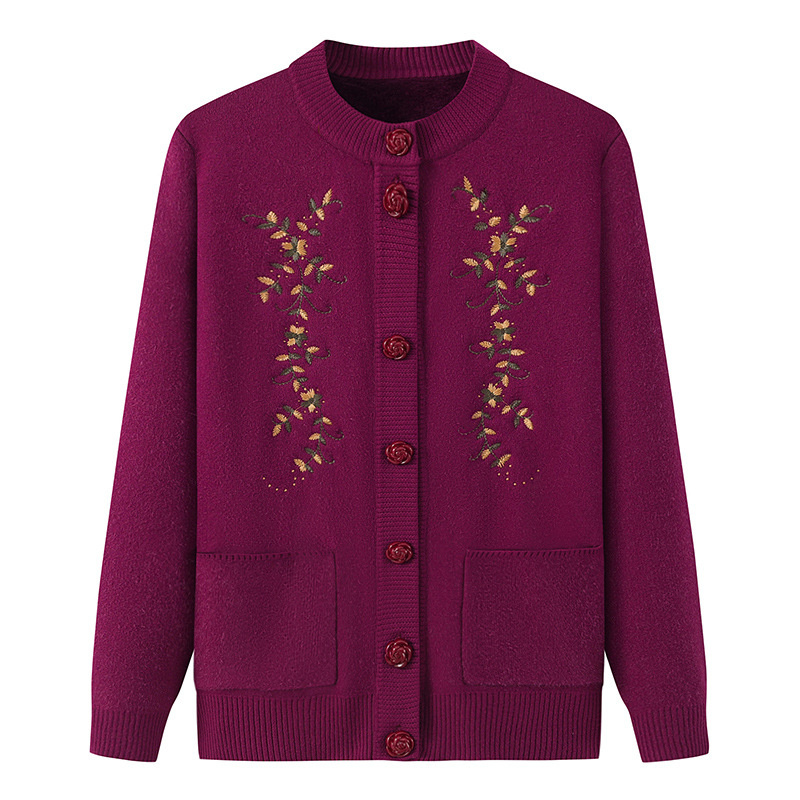 Embroidery Thread Yarn - Женский вязаный кардиган среднего возраста, пальто,