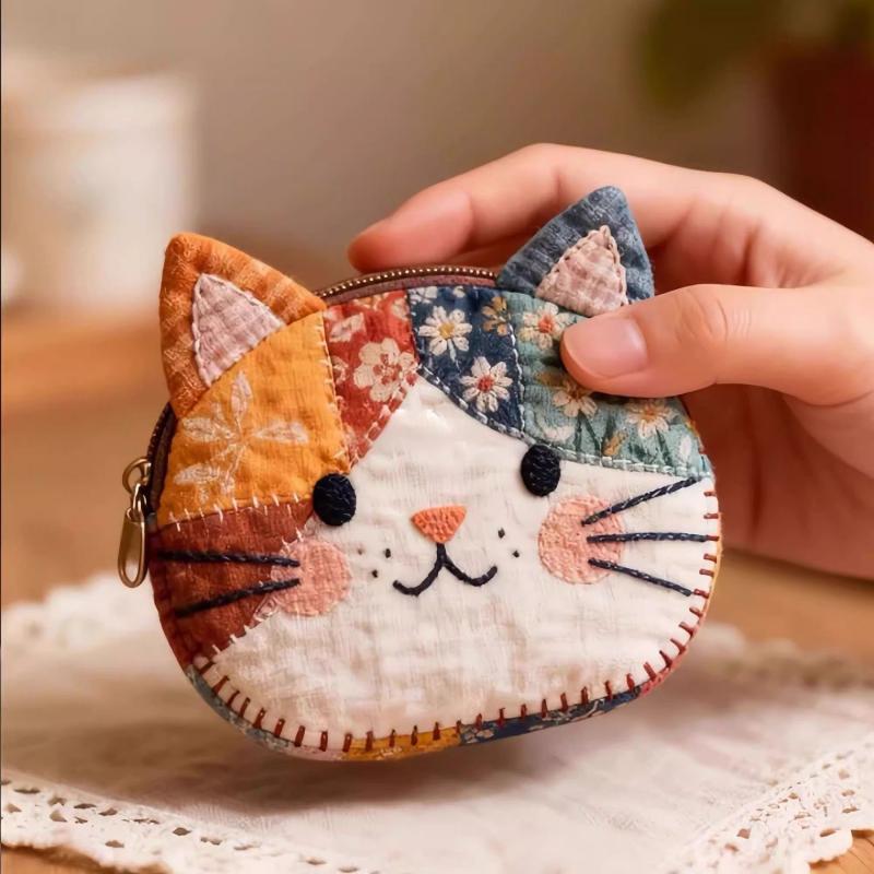 Embroidery Wallet - Японский стиль, цветовой блок, пэчворк, кошелек