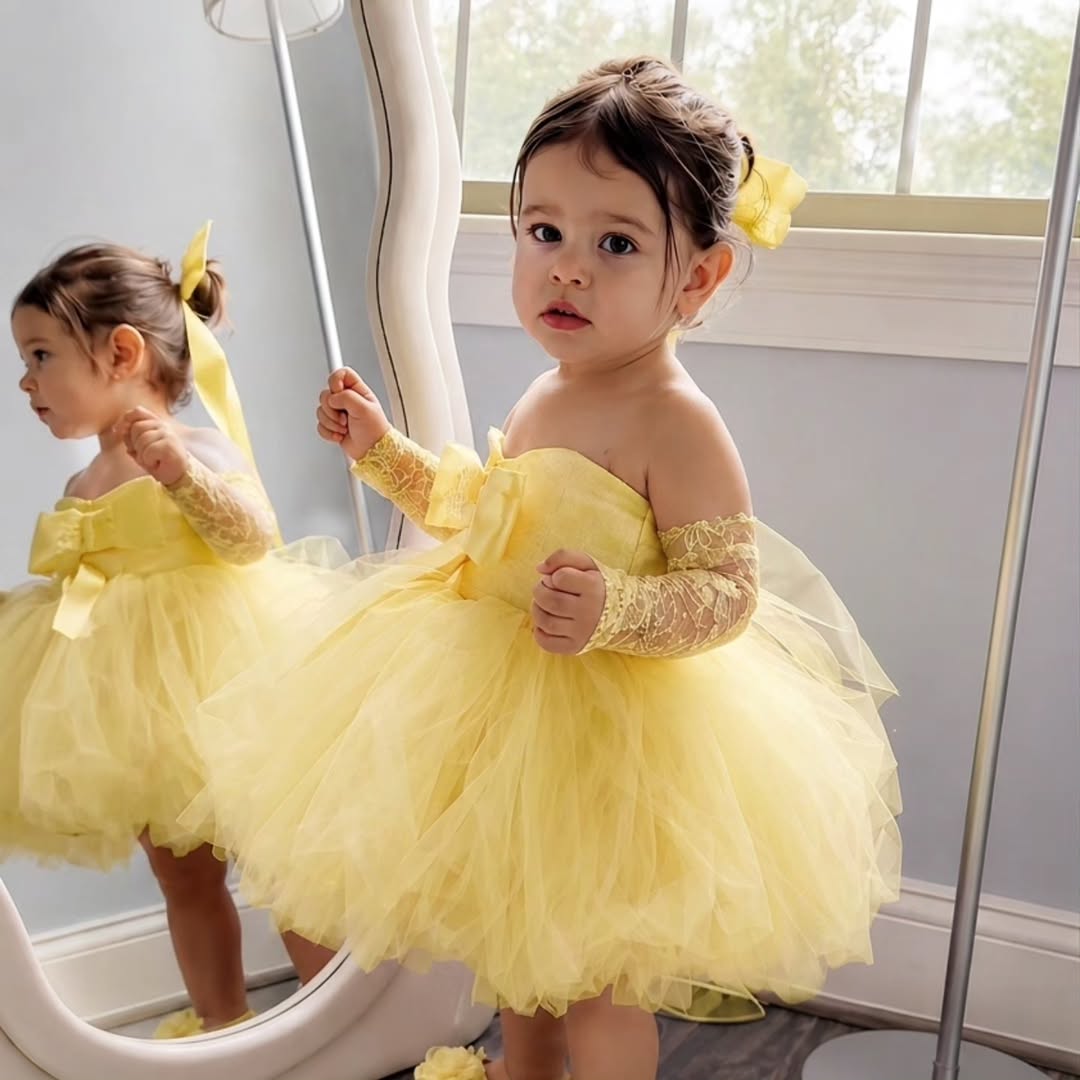 Желтое платье принцессы для де – обзор и цена Embroidery Yellow Flower