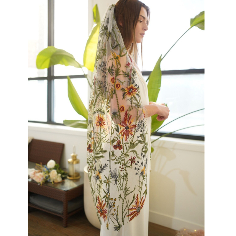 Цветочная свадебная фата с рас – обзор и цена Embroidery Yellow Flower
