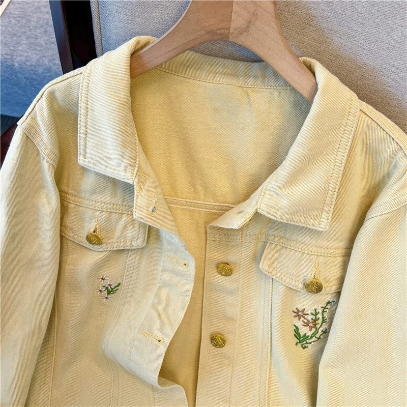 Корейская винтажная джинсовая  – обзор и цена Embroidery Yellow Flower