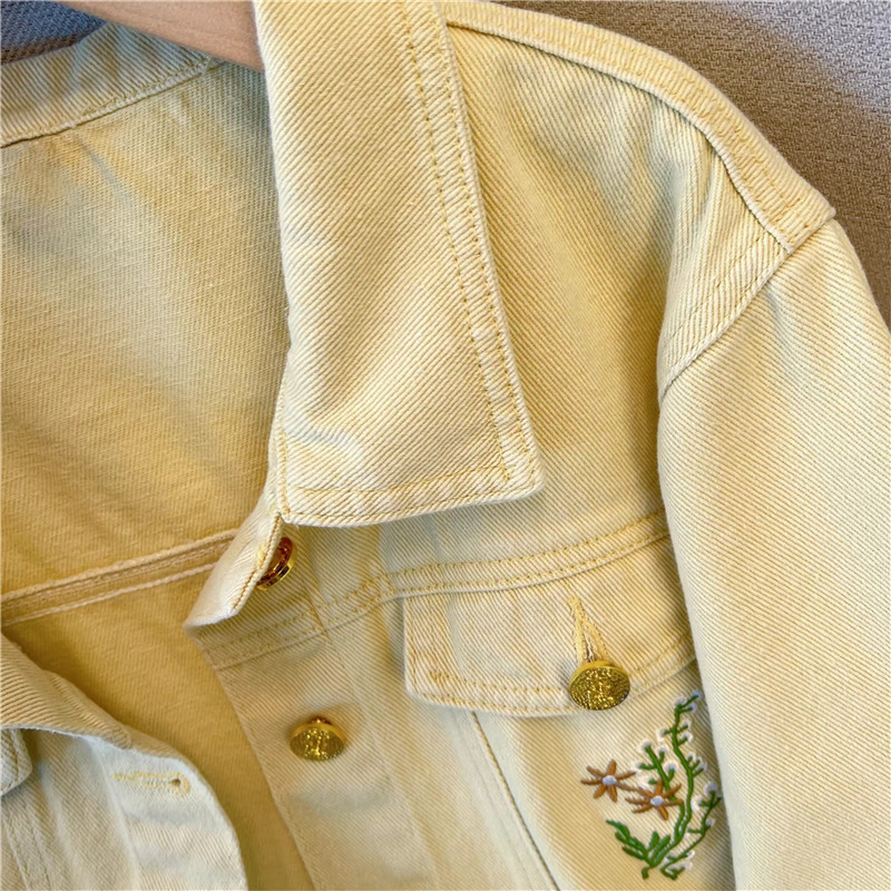 Корейская винтажная джинсовая  – обзор и цена Embroidery Yellow Flower
